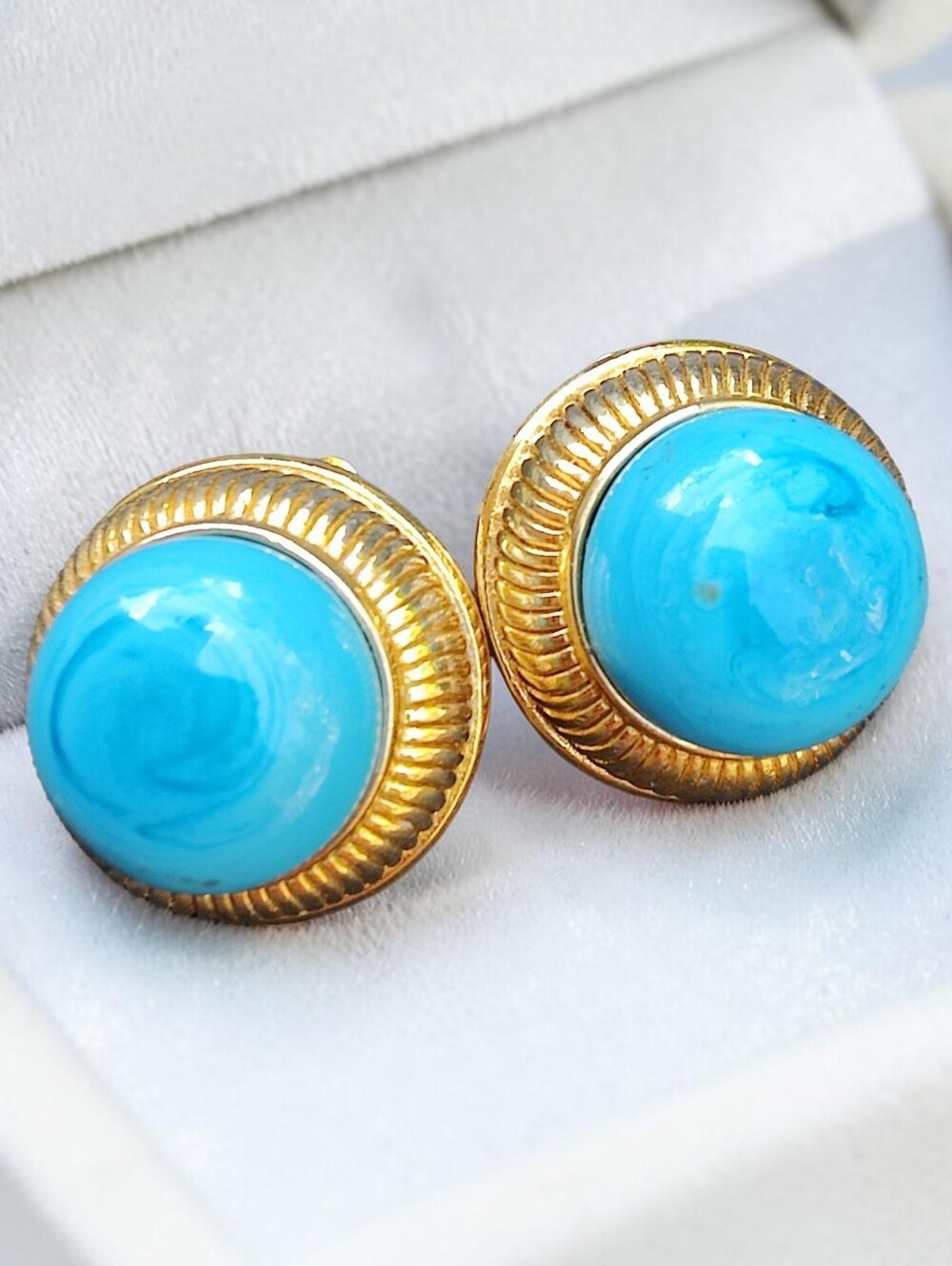 🔥 Vintage Nettie Rosenstein Blue Art Glass Earrings